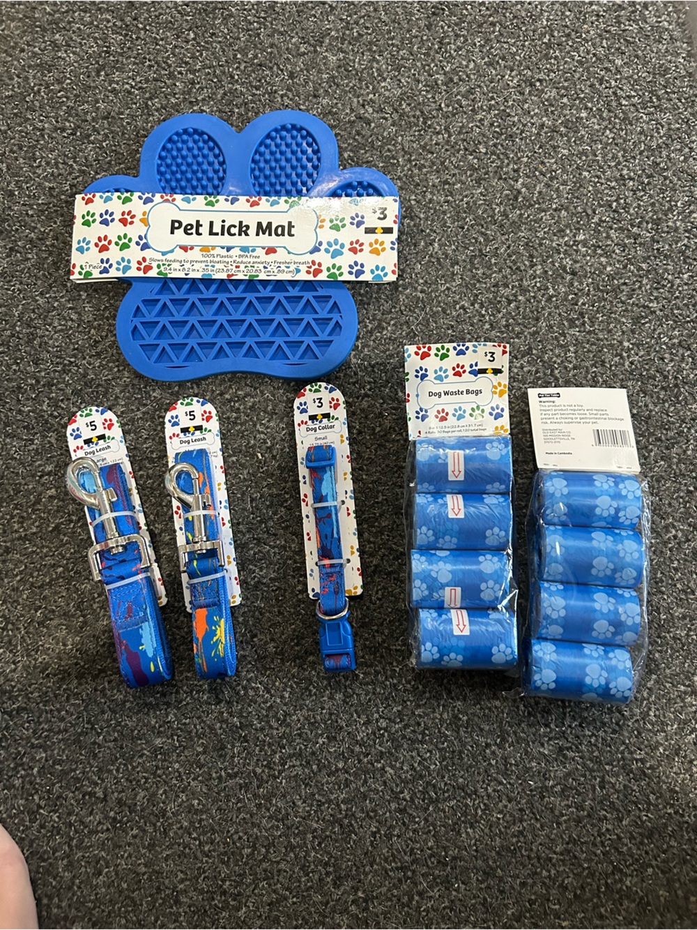 Blue Paw-Print Pet Lick Mat & Accessory Set